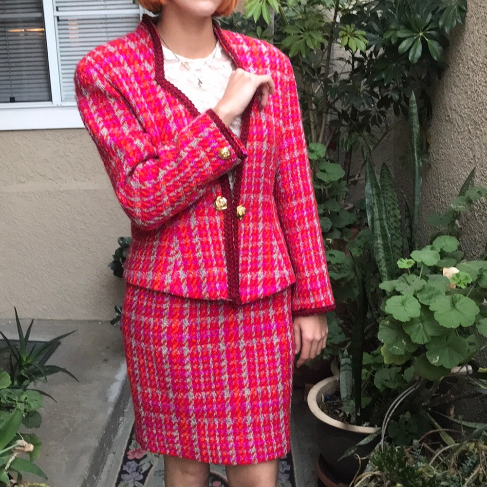 Vintage bright multicolored Azur Femme skirt set
